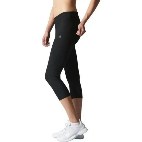 Adidas Climalite Black Ultimate 3/4 Cropped Athletic Leggings M - Picture 1 of 5